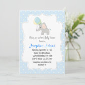 Elephant Baby shower Invitation Blue Kaart (Staand voorkant)