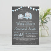 Elephant Baby shower Invitation Boy - Chalkboard Kaart (Staand voorkant)