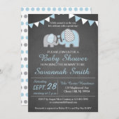Elephant Baby shower Invitation Boy - Chalkboard Kaart (Voorkant / Achterkant)