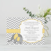 Elephant Baby shower Invitation, Chevron, geel Kaart (Staand voorkant)