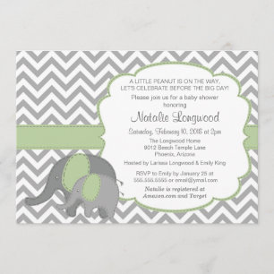 Elephant Baby shower Invitation Chevron mint groen Kaart