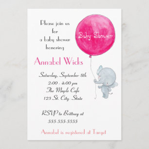 Elephant Baby shower Invitation Cute Paris Style
