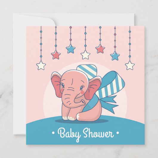 Elephant Baby shower Invitation Feestdagenkaart (Voorkant)
