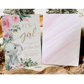 Elephant Baby shower Invitation fille, Safari