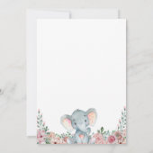Eléphant baby shower invitation floral (Dos)