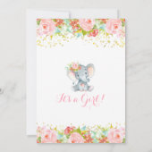 Elephant Baby shower Invitation Floral Boho Douche Kaart (Achterkant)