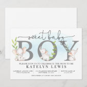 Elephant Baby shower Invitation for a Boy Kaart (Voorkant / Achterkant)