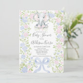 Elephant baby shower invitation kaart (Staand voorkant)