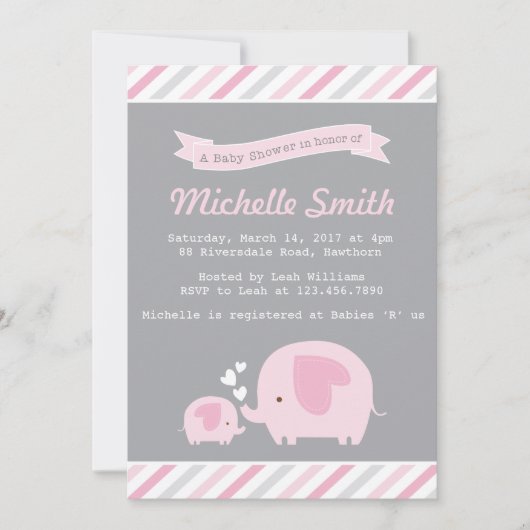 Elephant Baby shower Invitation Kaart (Voorkant)