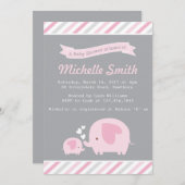 Elephant Baby shower Invitation Kaart (Voorkant / Achterkant)