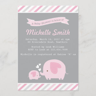 Elephant Baby shower Invitation Kaart