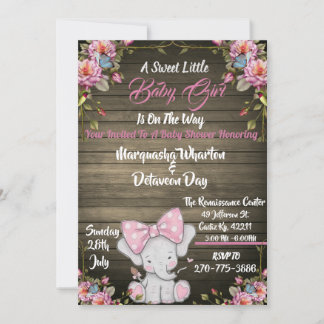 Elephant Baby shower Invitation Kaart