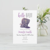 Elephant Baby shower Invitation Kaart (Staand voorkant)