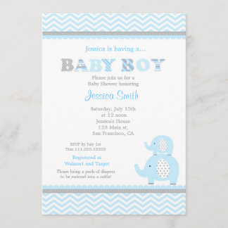 Elephant Baby shower Invitation Kaart