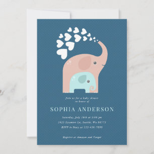 Elephant Baby shower Invitation Kaart