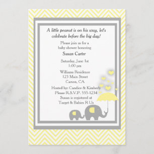 Elephant Baby shower Invitation Kaart