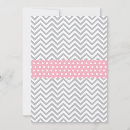 Elephant Baby shower Invitation Pink and Grey Kaart (Achterkant)