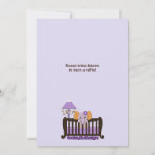 ÉLÉPHANT Baby shower Invitation PURPLE CJ-E (Dos)
