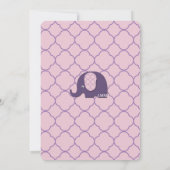 Elephant Baby shower Invitation rose pourpre Quatr (Dos)