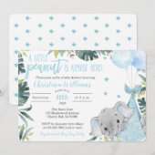 Elephant Baby Shower Invitations for a Boy Kaart (Voorkant / Achterkant)