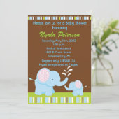Elephant Baby Shower Invitations for Boy Kaart (Staand voorkant)