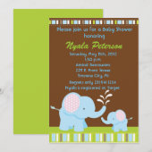 Elephant Baby Shower Invitations for Boy Kaart (Voorkant / Achterkant)
