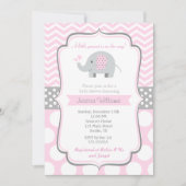 Elephant Baby Shower Invitations for Girl Kaart (Voorkant)