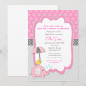 Eléphant Baby Shower Invitations garçon (Devant / Derrière)