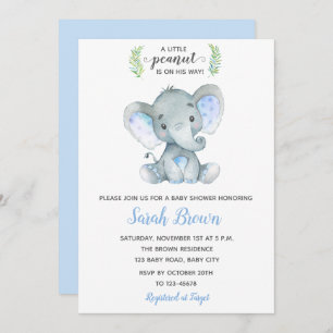 Elephant Baby Shower Invitations Garçon Petit Arac