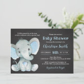 Eléphant Baby Shower Invitations pour un garçon (Debout devant)