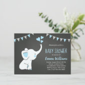 Eléphant Baby Shower Invitations pour un garçon (Debout devant)
