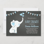Eléphant Baby Shower Invitations pour un garçon (Devant)
