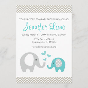 Elephant Baby shower Invite Boy Kaart