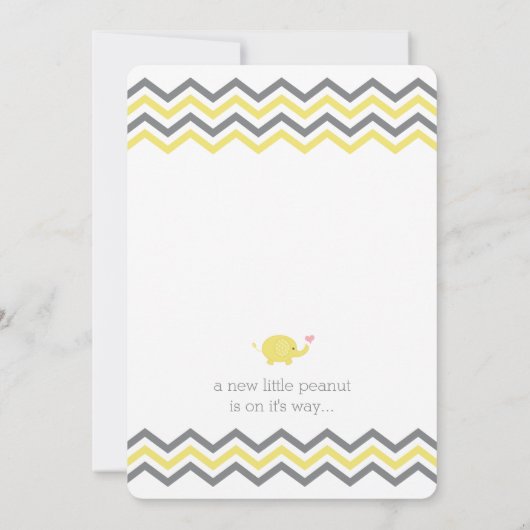 Elephant Baby shower Invite | Gele grijze Chevron Kaart (Achterkant)