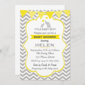 Elephant Baby shower jaune Chevron Invitation (Devant / Derrière)