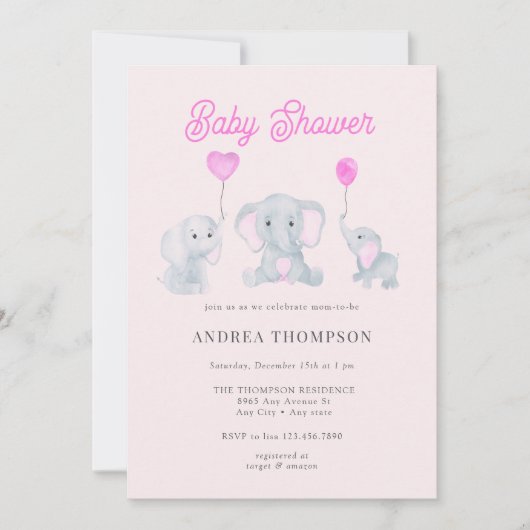Elephant Baby shower Kaart (Voorkant)