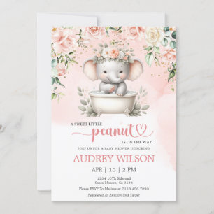 Elephant Baby shower Little Peanut op de weg Kaart