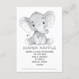 Elephant Baby shower Luier Raffle Ticket Informatiekaartje