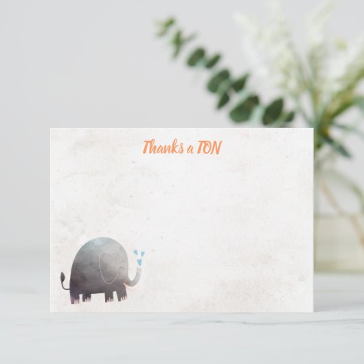 Elephant Baby shower Merci Cartes de notes (Debout devant)