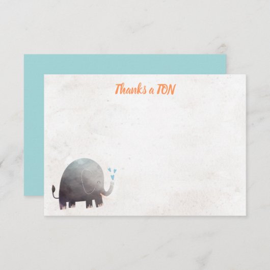 Elephant Baby shower Merci Cartes de notes (Devant / Derrière)