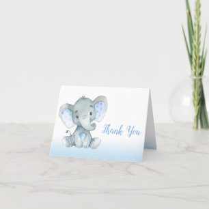 Elephant Baby shower Merci Cartes Garçon Bleu
