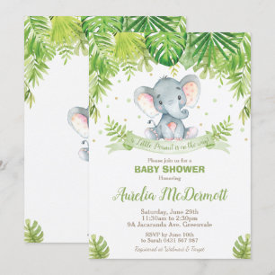 Elephant Baby shower Oerwoud Animals Baby Boy Gree Kaart