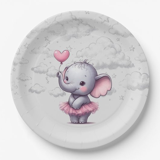 Elephant Baby shower Papieren Bordje (Voorkant)