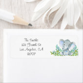 Elephant Baby shower retourlabels Etiket (Insitu)