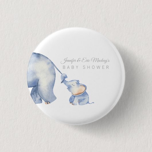 Elephant Baby shower Ronde Button 3,2 Cm (Voorkant)