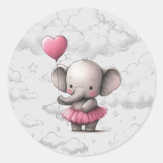 Elephant Baby shower Ronde Sticker (Voorkant)