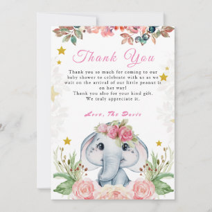 Elephant Baby shower Roze ventilator Hartelijk dan Kaart