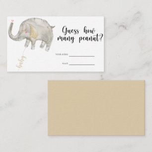Elephant - baby shower schat hoeveel pinda's informatiekaartje