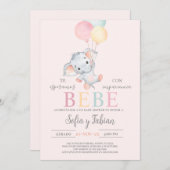 Elephant Baby shower Spaans Uitnodiging (Voorkant / Achterkant)