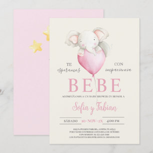 Elephant Baby shower Spaans Uitnodiging